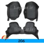 کفپوش گلدوزی 206 صندوق دار  شش بعدی جیب دار